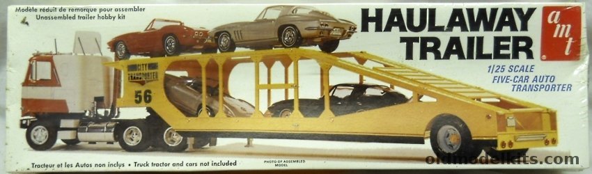 AMT 1/25 Haulaway Trailer Five Car Transport (Car Hauler Transporter), T523 plastic model kit